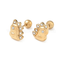 304 Stainless Steel Crystal Rhinestone Animal Cartilage Earrings&nbsp;SA-CBA1F7E-01G-01
