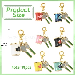 14Pcs 7 Styles Alloy Enamel Pendant Decorations&nbsp;HJEW-YW00229