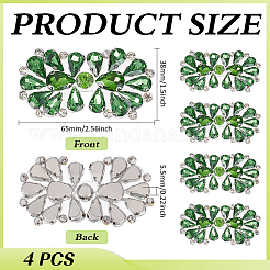 4Pcs Flower Alloy & Glass Rhinestone Applques&nbsp;DIY-MA0007-20A