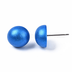 Pearlized Half Round Schima Wood Earrings for Girl Women&nbsp;EJEW-N048-001-04