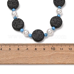 Dyed Natural Lava Rock & Round Synthetic Turquoise & Imitation Pearl Beaded Necklaces&nbsp;GG-CBA922D-07B