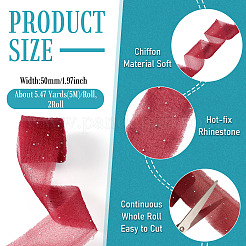2Rolls Polyester Hot-fix Rhinestone Raw Edges Ribbon&nbsp;OCOR-TA0003-95J