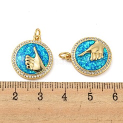 Brass Micro Pave Cubic Zirconia with Synthetic Opal Pendants&nbsp;KK-D096-05B-01