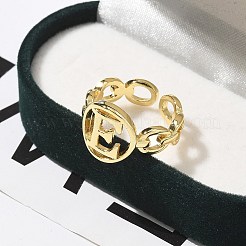 Brass Open Cuff Rings for Women&nbsp;RJEW-K289-01G-E