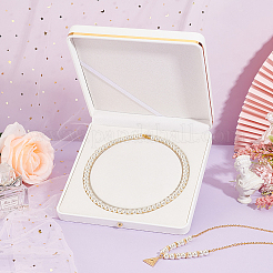 Square PU Leather Pearl Necklace Box&nbsp;LBOX-WH0002-06B