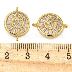 Rack Plating Brass Pave Cubic Zirconia Wheel Connector Charms&nbsp;KK-Z063-29G-01