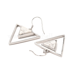 Natural Howlite Triangle Dangle Earrings&nbsp;EJEW-Z024-10A-P