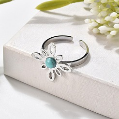 Synthetic Turquoise Finger Rings&nbsp;RJEW-I110-02P-02
