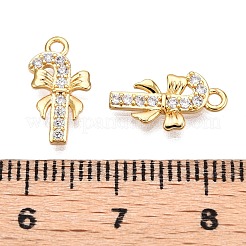 Christmas Theme Brass Micro Pave Clear Cubic Zirconia Charms&nbsp;KK-T073-18G