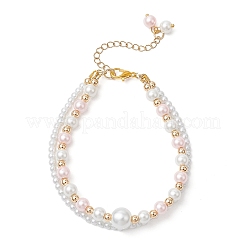 Glass Pearl Round Beaded Multi-strand Bracelets&nbsp;BJEW-JB11918-04