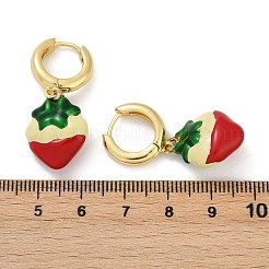 Strawberry Brass Enamel Hoop Earrings&nbsp;EJEW-F895-21B-G
