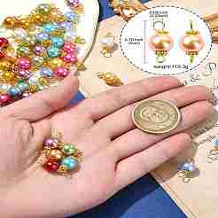 100Pcs 10 Styles Round Baking Paint Pearlized Glass Pearl Connector Charms&nbsp;PALLOY-CJ00118