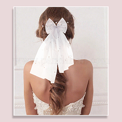 2Pcs Bowknot Polyester Bridal Mesh Veil&nbsp;AJEW-SP0003-19