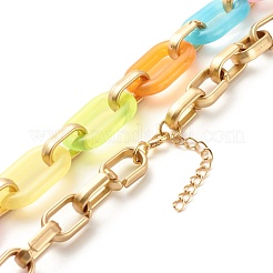 Two Tone Acrylic Cable Chain Necklace for Teen Girl Women&nbsp;NJEW-JN03758