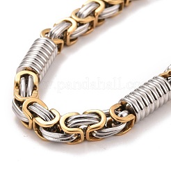Ion Plating(IP) 304 Stainless Steel Column Links Bracelet with Byzantine Chains for Men&nbsp;BJEW-G649-01G