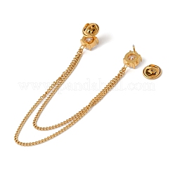 304 Stainless Steel Pave Cubic Zirconia Round Hanging Chain Brooch&nbsp;JEWB-S021-02G-03