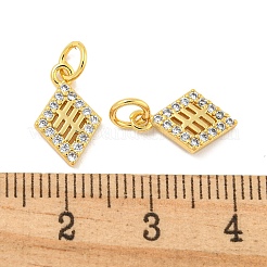 Rack Plating Brass Micro Pave Clear Cubic Zirconia Pendants&nbsp;KK-B093-08G