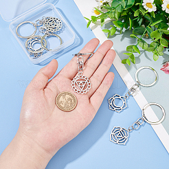 6Pcs 3 Style Chakra Alloy Symbol Pendant Keychains&nbsp;KEYC-FG0001-14