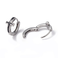 Non-Tarnish 316 Stainless Steel Cross Hoop Earrings for Men Women&nbsp;EJEW-C045-02