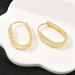 Square with Oval Brass Micro Pave Clear Cubic Zirconia Hoop Earrings&nbsp;EJEW-D348-08G
