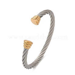 304 Stainless Steel Cuff Bangles&nbsp;BJEW-M136-01C-PG