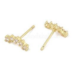 Brass Micro Pave Clear Cubic Zirconia Stud Earrings&nbsp;EJEW-R016-26G-15