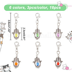 18Pcs 6 Colors Hamsa Hand Alloy Locking Stitch Marker&nbsp;HJEW-AB00618