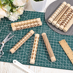 10Pcs 10 Styles Wooden Handle Clay Texture Roller&nbsp;TOOL-ME0001-12