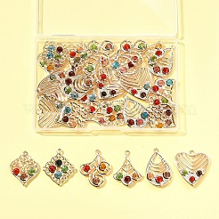 30Pcs 6 Styles Iron & Glass Pendants&nbsp;IFIN-FS0001-52