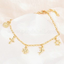 Brass Charm Bracelets&nbsp;BJEW-F545-01A-G