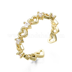 Exquisite Cubic Zirconia Heart Cuff Ring&nbsp;RJEW-N035-057-NF