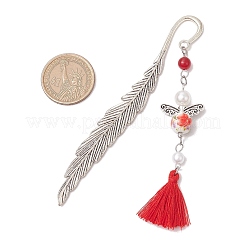 Natural & Dyed Malaysia Jade & Imitation Pearl Angel Pendant Bookmark&nbsp;AJEW-JK00361