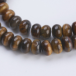 Grade AB Natural Tiger Eye Beads Strands&nbsp;G-P354-02-6x4mm