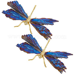 Dragonfly Alloy Electroplated Natural Tourmaline Display Decorations&nbsp;DJEW-WH20002-15G