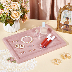 Rectangle Wood Covered with Velvet Jewelry Display Trays for Earrings Rings Necklaces Bracelets&nbsp;ODIS-WH0043-178B-01
