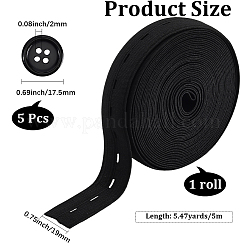 5M Flat Elastic Cord/Bands with Buttonhole&nbsp;DIY-CY0002-13B
