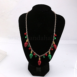 Christmas Alloy Bell Light Bulb Pendant Necklaces & Dangle Earring Sets for Women&nbsp;FS-WG7CEB8-01