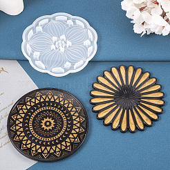 4Pcs 4 Style DIY Silicone Mandala Pattern Coaster Molds&nbsp;DIY-TA0006-42