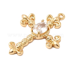 Brass Micro Pave Clear Cubic Zirconia Pendants&nbsp;KK-F916-40G
