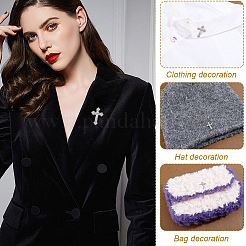 4Pcs Cross Alloy Rhinestone Lapel Pin Backs for Backpack Clothes&nbsp;JEWB-GA0001-51