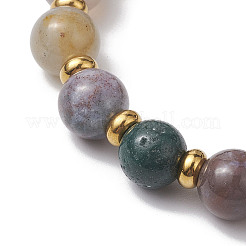10mm Round Natural Indian Agate Beaded Stretch Bracelets for Women&nbsp;BJEW-JB10628