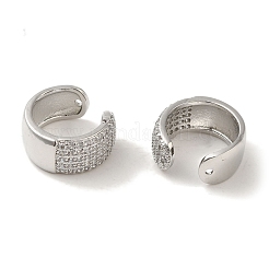 Rack Plating Brass Micro Pave Clear Cubic Zirconia Ring Cuff Earrings for Women&nbsp;EJEW-P280-12P