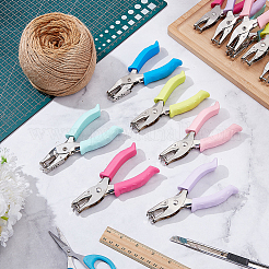 12Pcs 6 Colors Iron Round Single Hole Puncher&nbsp;OFST-GO0001-09