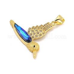 Rack Plating Brass Micro Pave Clear Cubic Zirconia Pendants&nbsp;KK-K341-55G