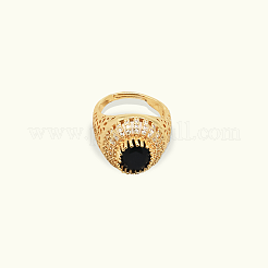 Brass Micro Pave Cubic Zirconia Open Cuff Rings for Women&nbsp;XU4500-1