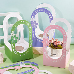 6 Sets 3 Colors Paper Flower Packing Baskets&nbsp;CON-TA0001-40