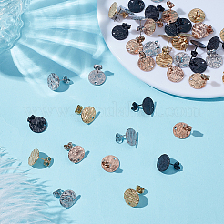 48Pcs 4 Colors Ion Plating(IP) 304 Stainless Steel Stud Earring Findings&nbsp;STAS-ME0001-43