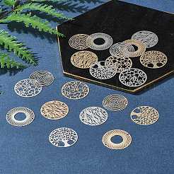 20Pcs 10 Styles Rack Plating Brass Hollow Out Connector Charms&nbsp;KKC-FS0001-02