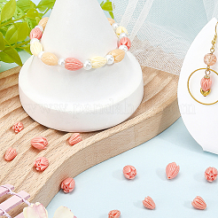 100Pcs 2 Styles Dyed Synthetic Coral Carved Beads&nbsp;CORA-SP0001-11B