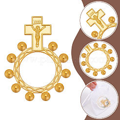 Cross Alloy Finger Rings & Paper Card & Jute Cord & Polyester Gauze Bag&nbsp;RJEW-WH0011-30
